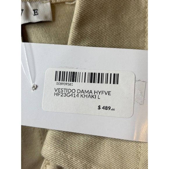 HYFVE Khaki Shirt Dress Long Sleeve Button Down‎ Collared Pockets Womens - Picture 7 of 11